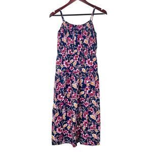 Old Navy Dress Sz M Linen Babydoll Cottage Fairy Feminine Floral Sun Midi Sun